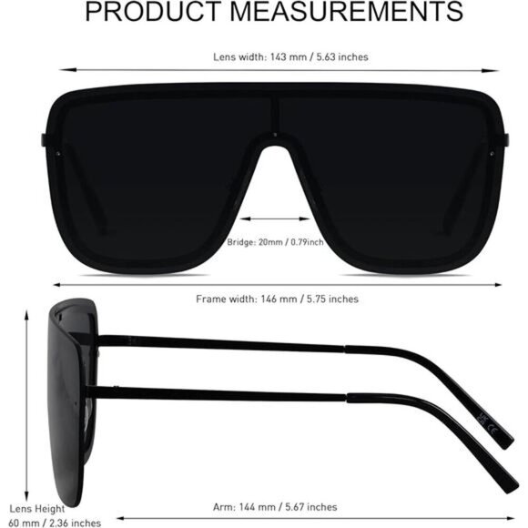 Rimless Oversized Square Sunglasses Flat Top Shield Frameless Sun Glasses